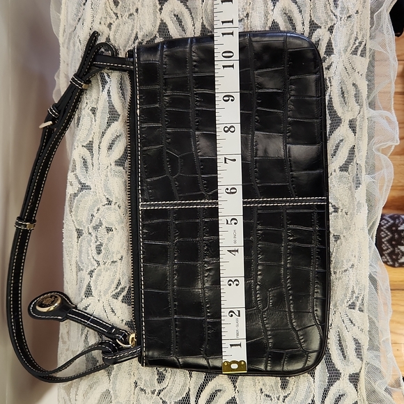 Dooney and  Bourke Croco Embossed Black Shoulder Strap Purse - Picture 13 of 15